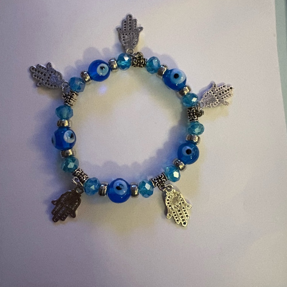 BLUE & SILVER SPARKLEY & STRETCHY BRACELET